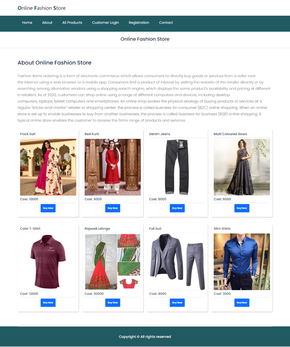 online cloth shopping project in java with source code