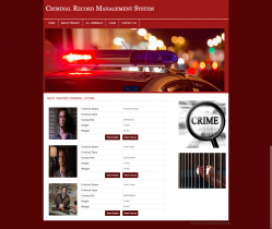 PHP and MySQL Project on Criminal Record Management System